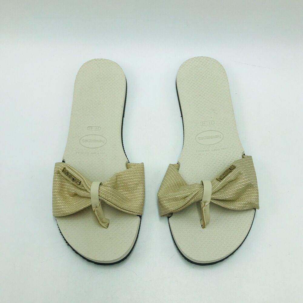 Havaianas Women's 39-40 US 9/10 You St. Tropez Shine Beige Sandals Flip Flops
